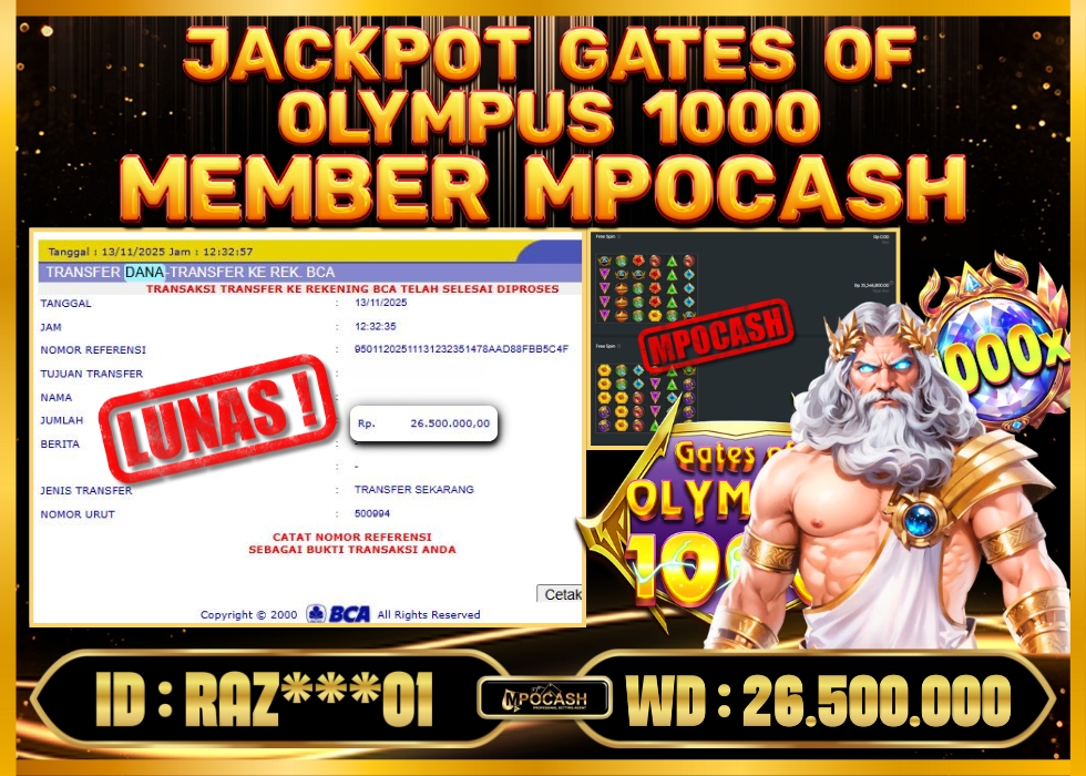 MPOCASH JACKPOT GATES OF OLYMPUS 1000